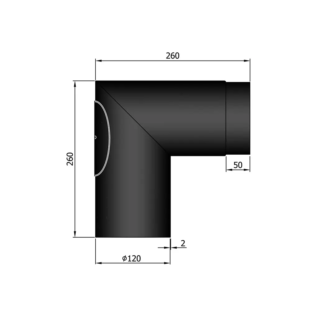 Rohrbogen 90° mit Renselem Ø120mm in schwarz
