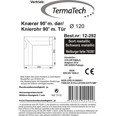 Rohrbogen 90° mit Renselem Ø120mm in schwarz