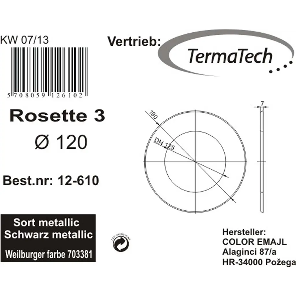 Rosette Ø120 mm, 32 mm Rand
