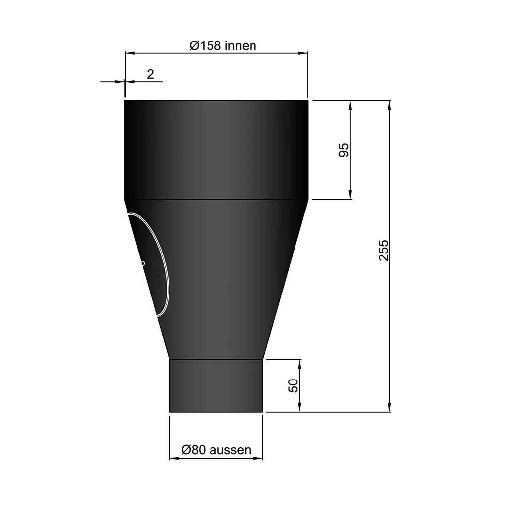Kupplung/Reduzierstück mit Tür Ø80/150