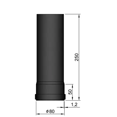 Gerades Rauchrohr Ø80 mm, verschiedene Längen