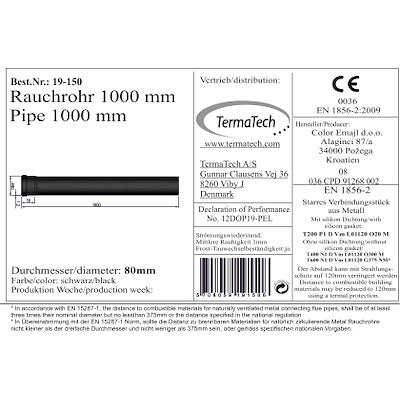 Gerades Rauchrohr Ø80 mm, verschiedene Längen