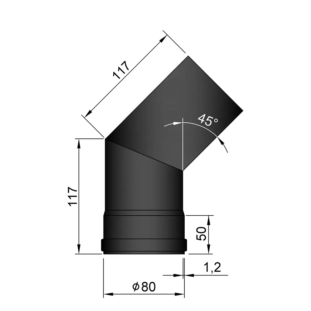 Bogen 45° Ø80 mm