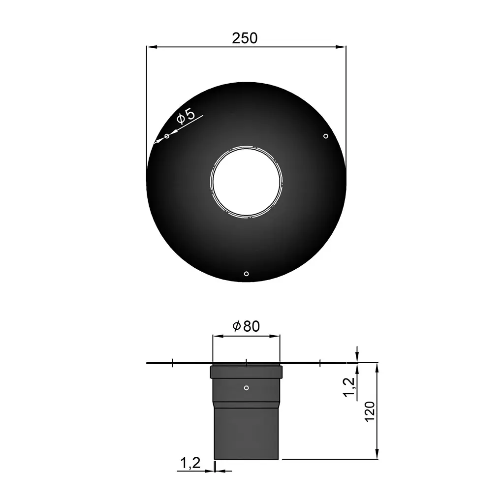 Rosette mit Buchse Unico, Ø85mm Rand