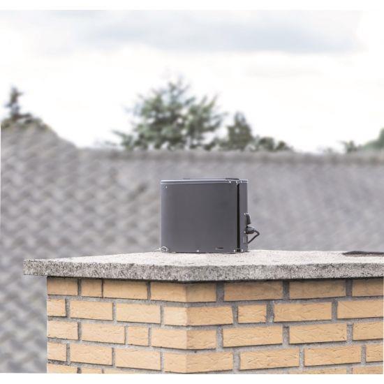 Draftbooster Kaminabzug in Schwarz mit Fernbedienung