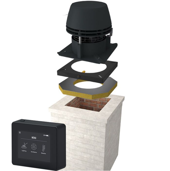 Exodraft Rauchabzugspaket RS009 für gemauerten Schornstein