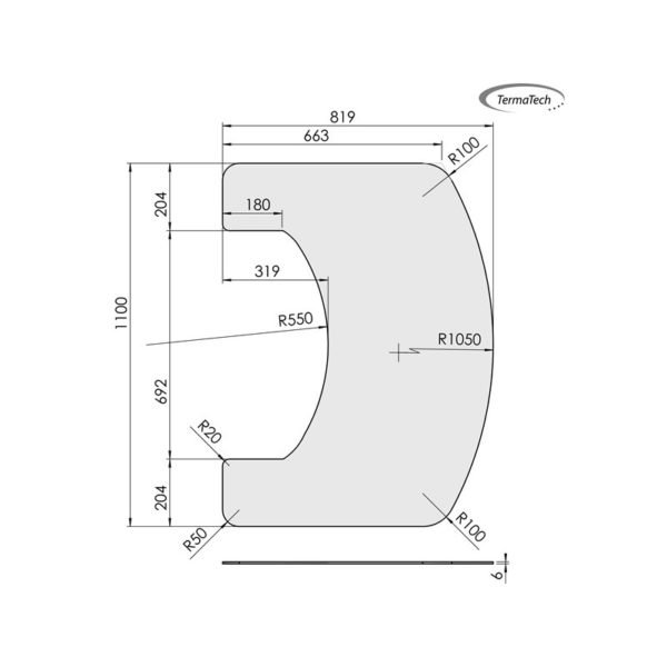 Glasplatte TT22 geformt