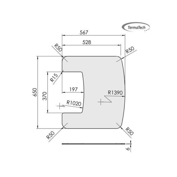 Glasplatte TT30 geformt