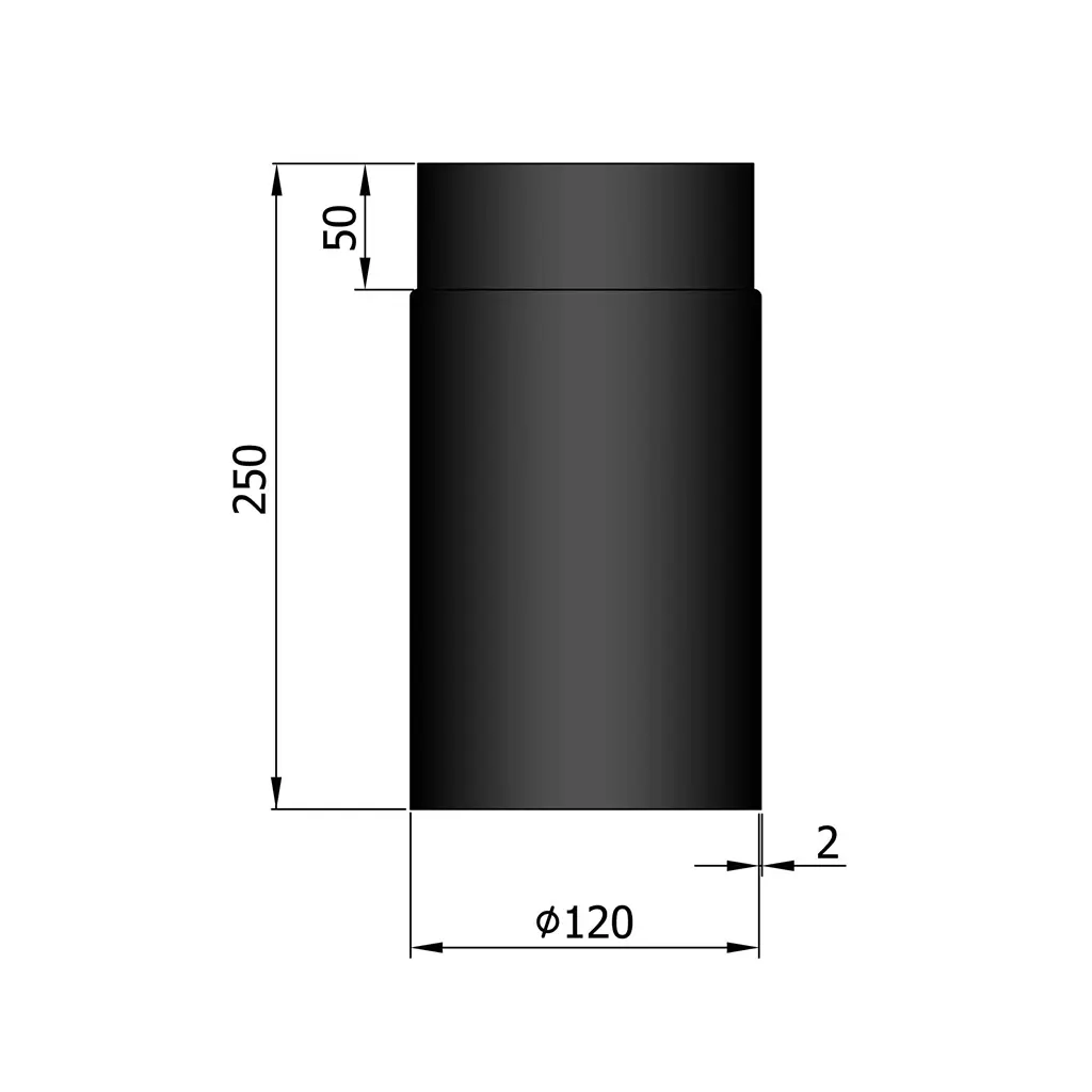 Rauchrohr gerade Ø120 mm, verschiedene Längen