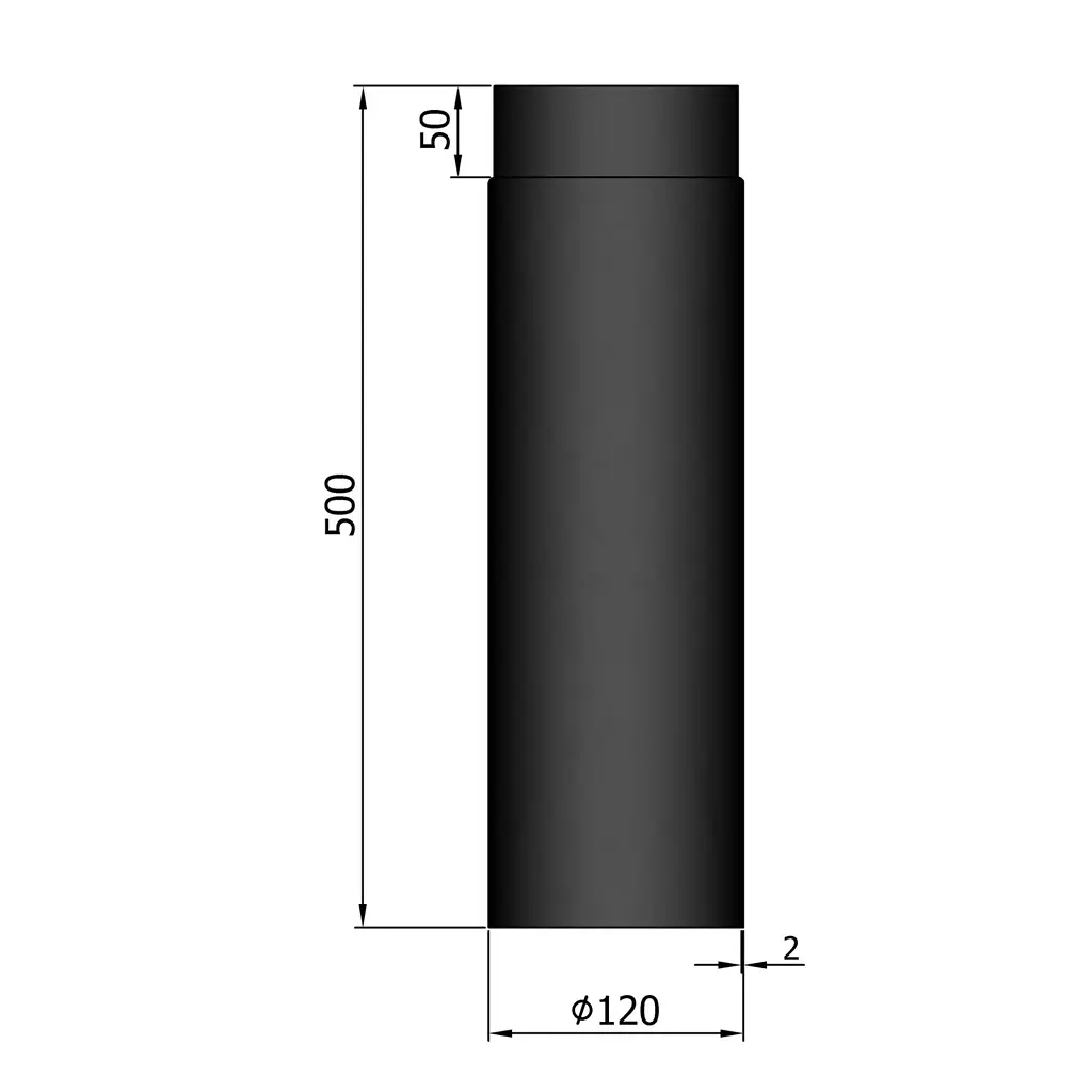 Rauchrohr gerade Ø120 mm, verschiedene Längen