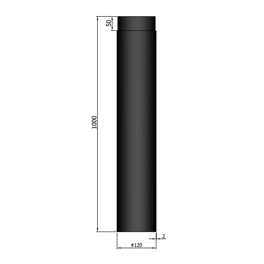 Rauchrohr gerade Ø120 mm, verschiedene Längen