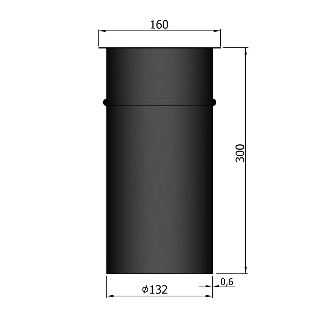 Murbøsning enkelt L:300mm, indv. Ø132mm, bred kant