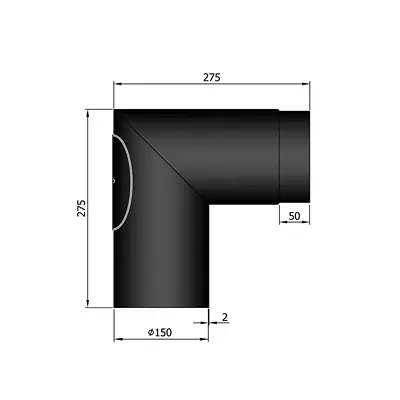 Bogen mit Reinigungsklappe/-tür Rohrbogen 90° Ø150mm