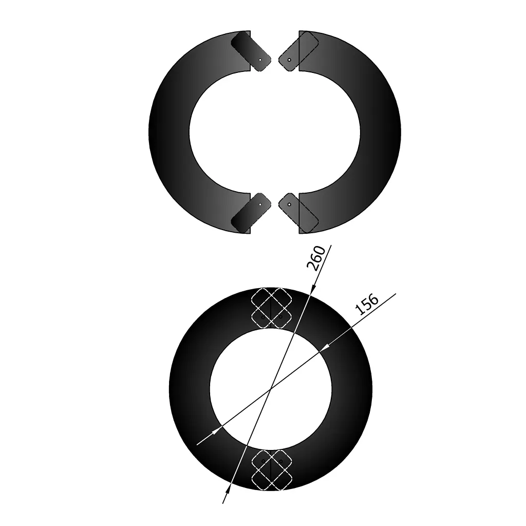 Rosette, 2-teilig, Ø155 mm, 52 mm Rand – schwarz