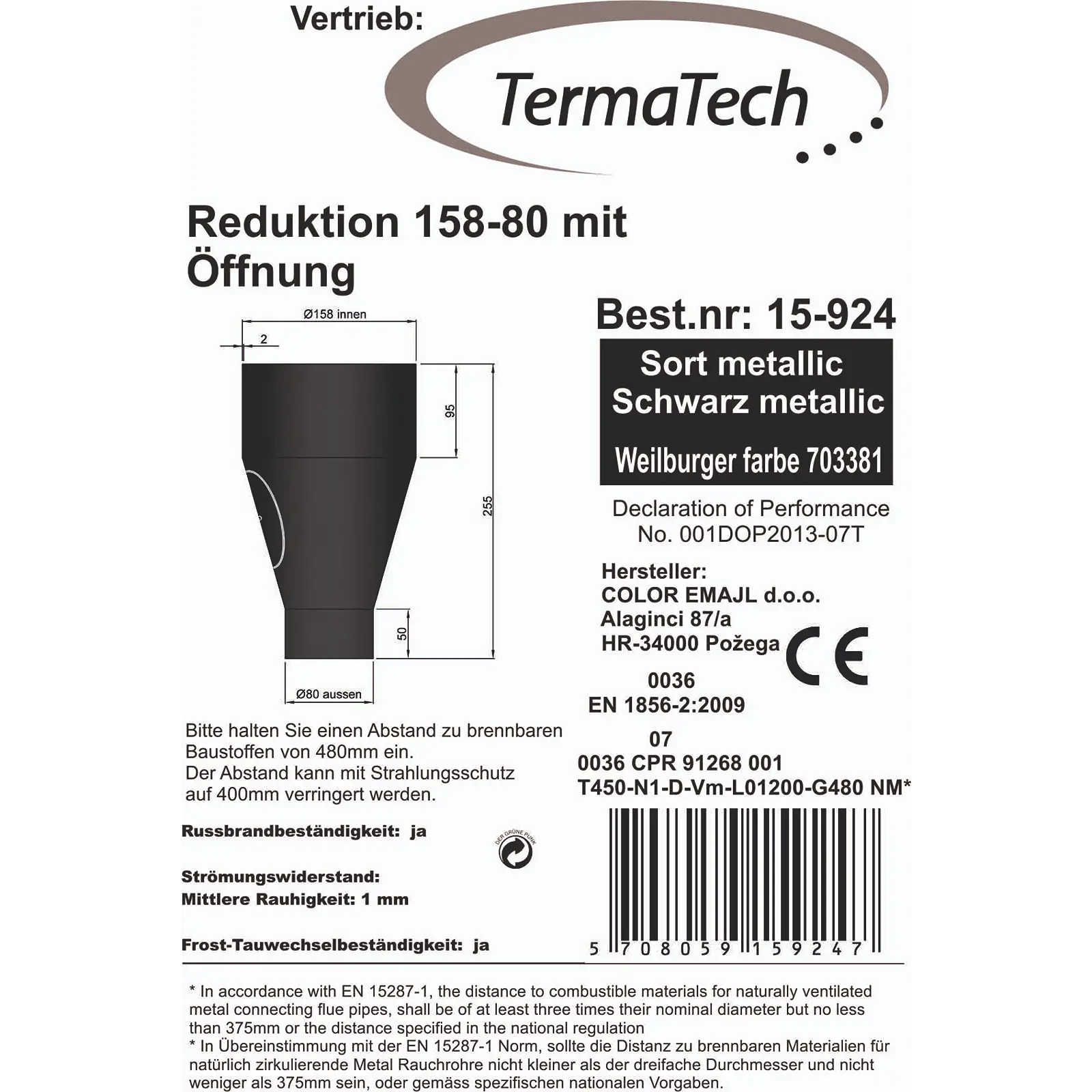 Kupplung/Reduzierstück mit Tür Ø80/150