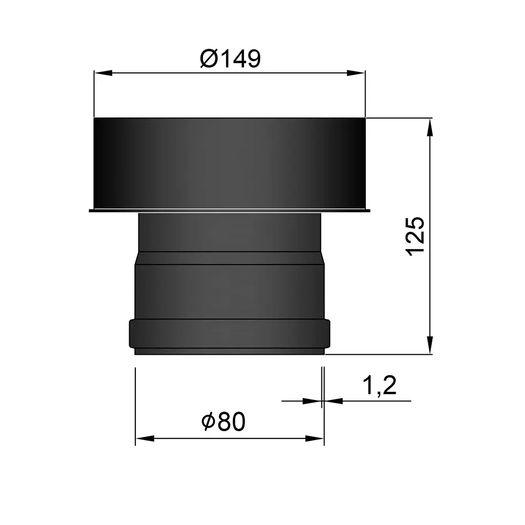 TermaTech, Kobling 80/150 udv. Ø80/149mm til Ø150 dobbelt murbøsning