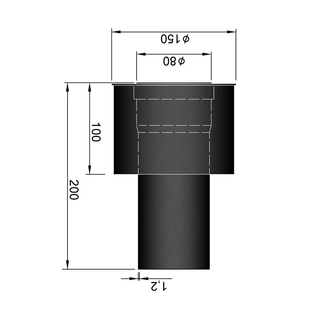 TermaTech, Kobling 150/80 udv. Ø150/80mm til eksist. Ø150 murbøsning (ikke til DE