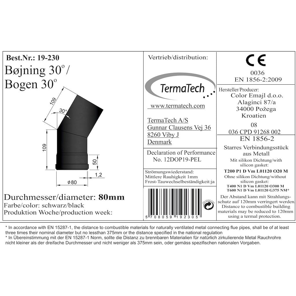 TermaTech, Bøjning 30° 109x109mm