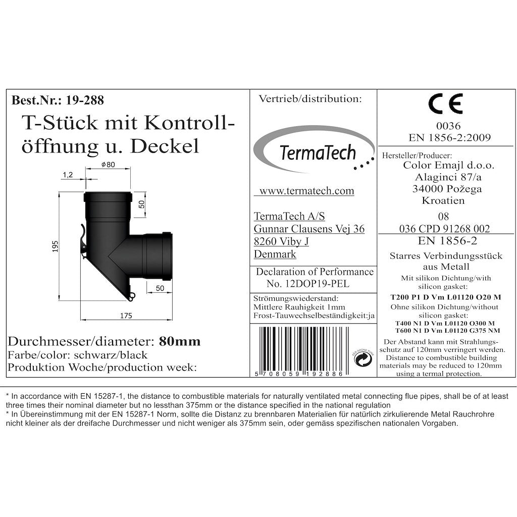 T-Profil weiblich/weiblich 45° Tür mit Schnappverschluss Ø80