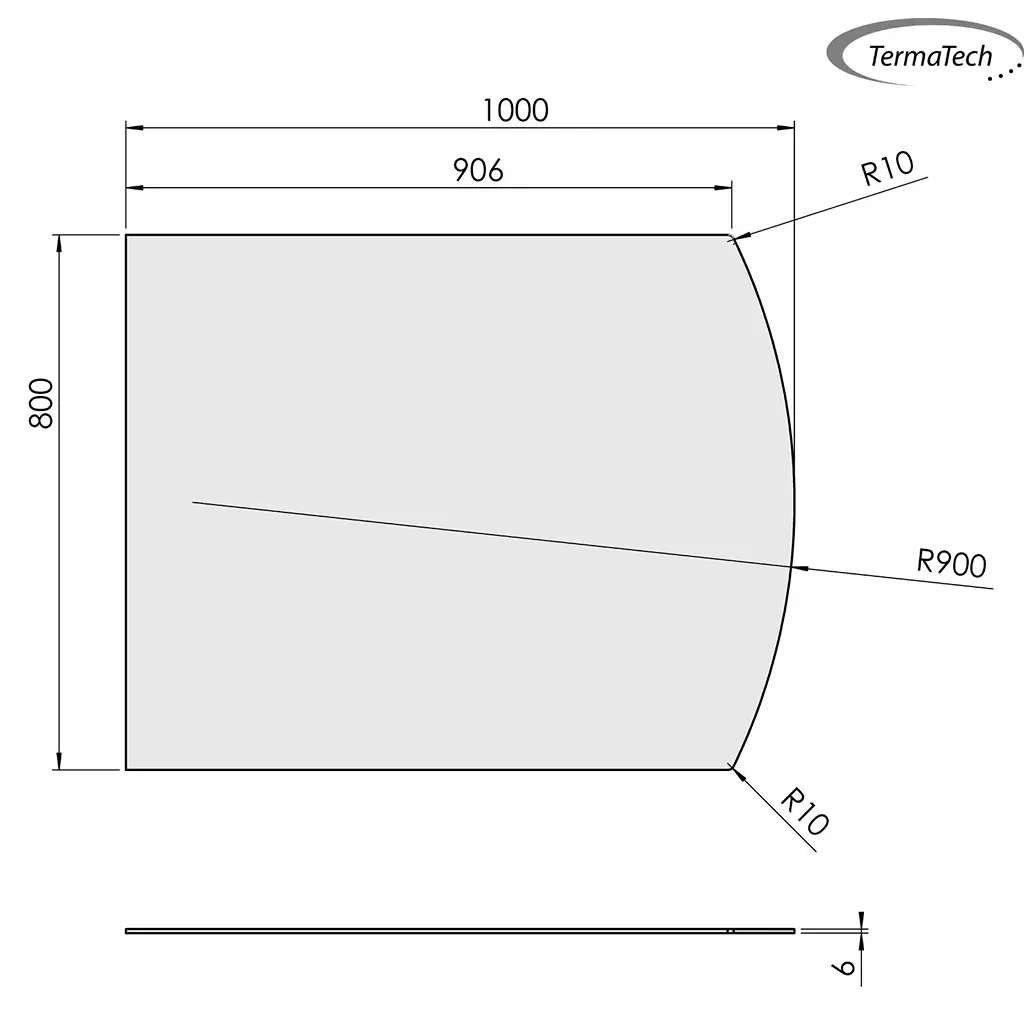 Gulvplade flad bue 800x1000mm