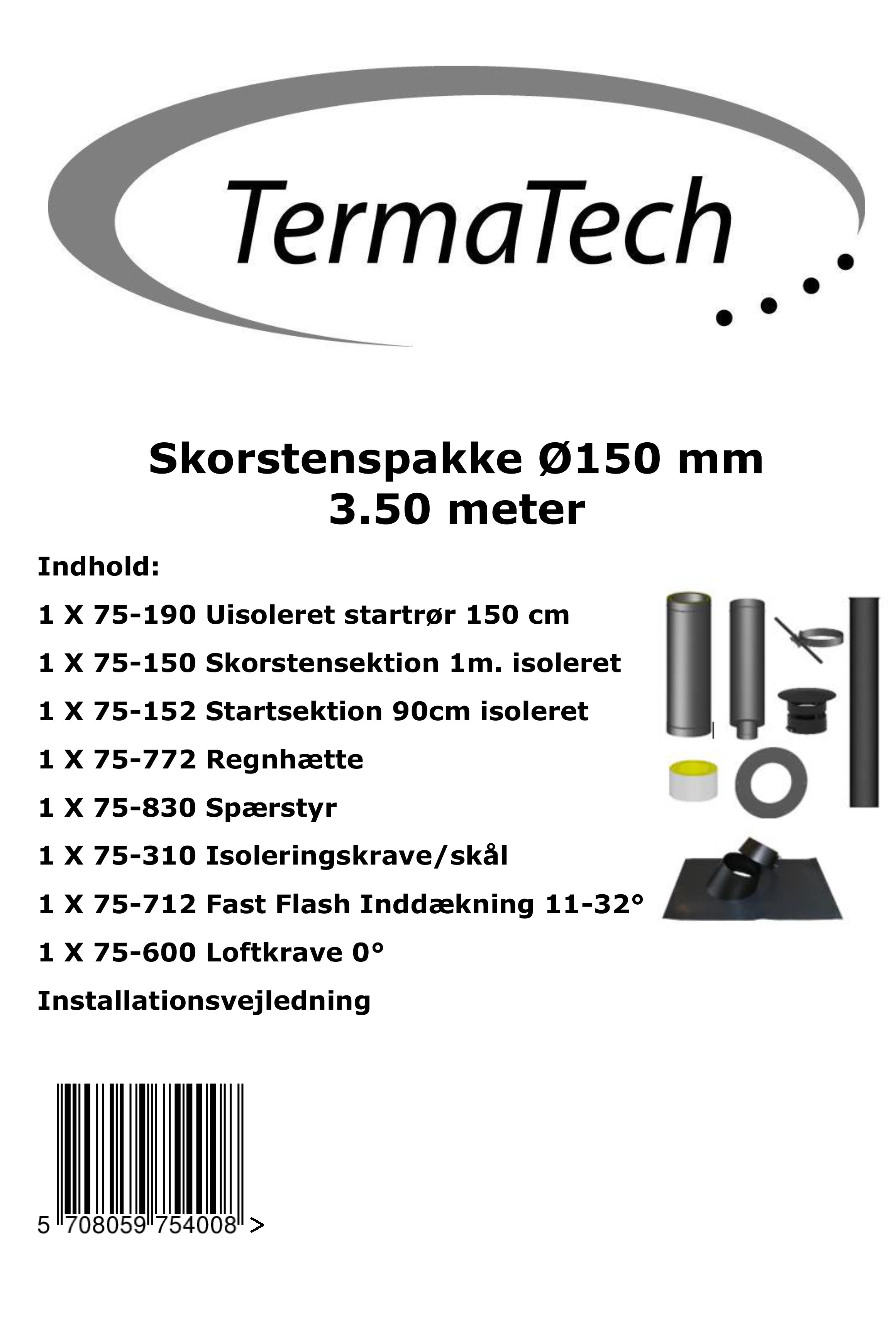 TermaTech Schornsteinpaket Ø150 mm - 3,5 Meter